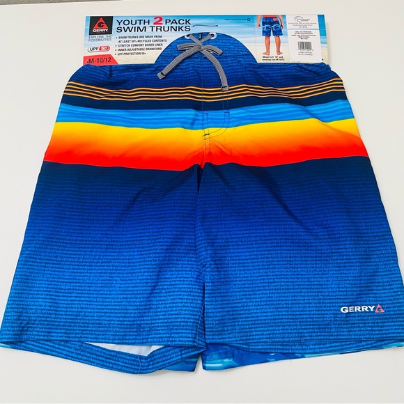Gerry Boys Youth 2-pack UPF 50+ Swim Trunks Sizes S-7/8, M-10/12, NWT. - Picture 1 of 6